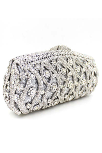 Elegant Handbag with Detachable Chain for Parties Adorned with Rhinestones