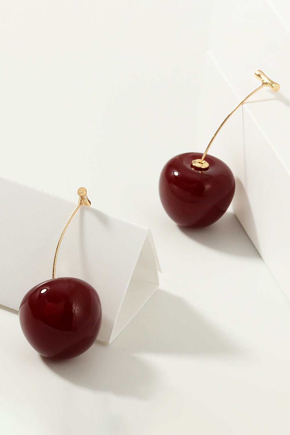 Earrings Featuring Golden Red Cherries