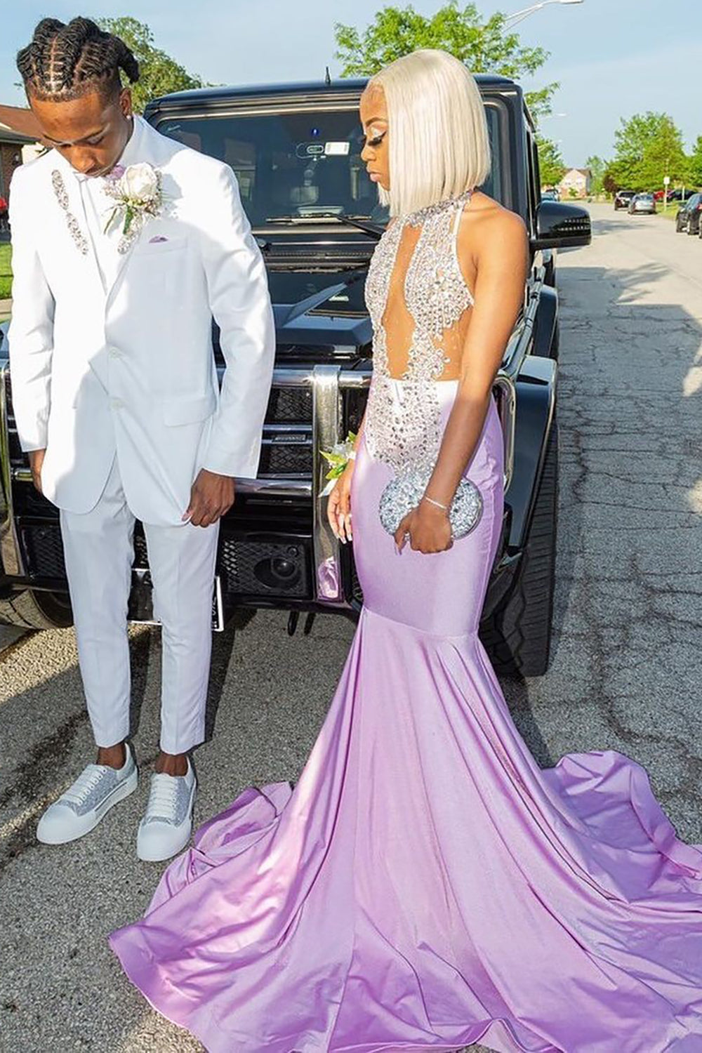 Men's Prom Blazer with White Notched Lapel