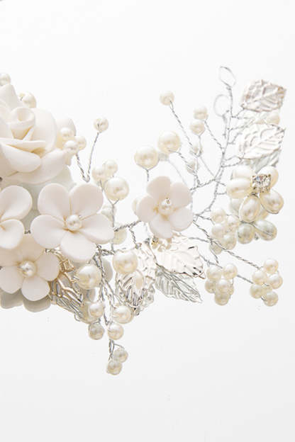 Pearl Headband with White Flowers