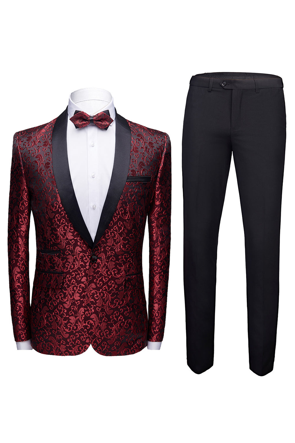 Men's 2-Piece Jacquard Wedding Suits in Black