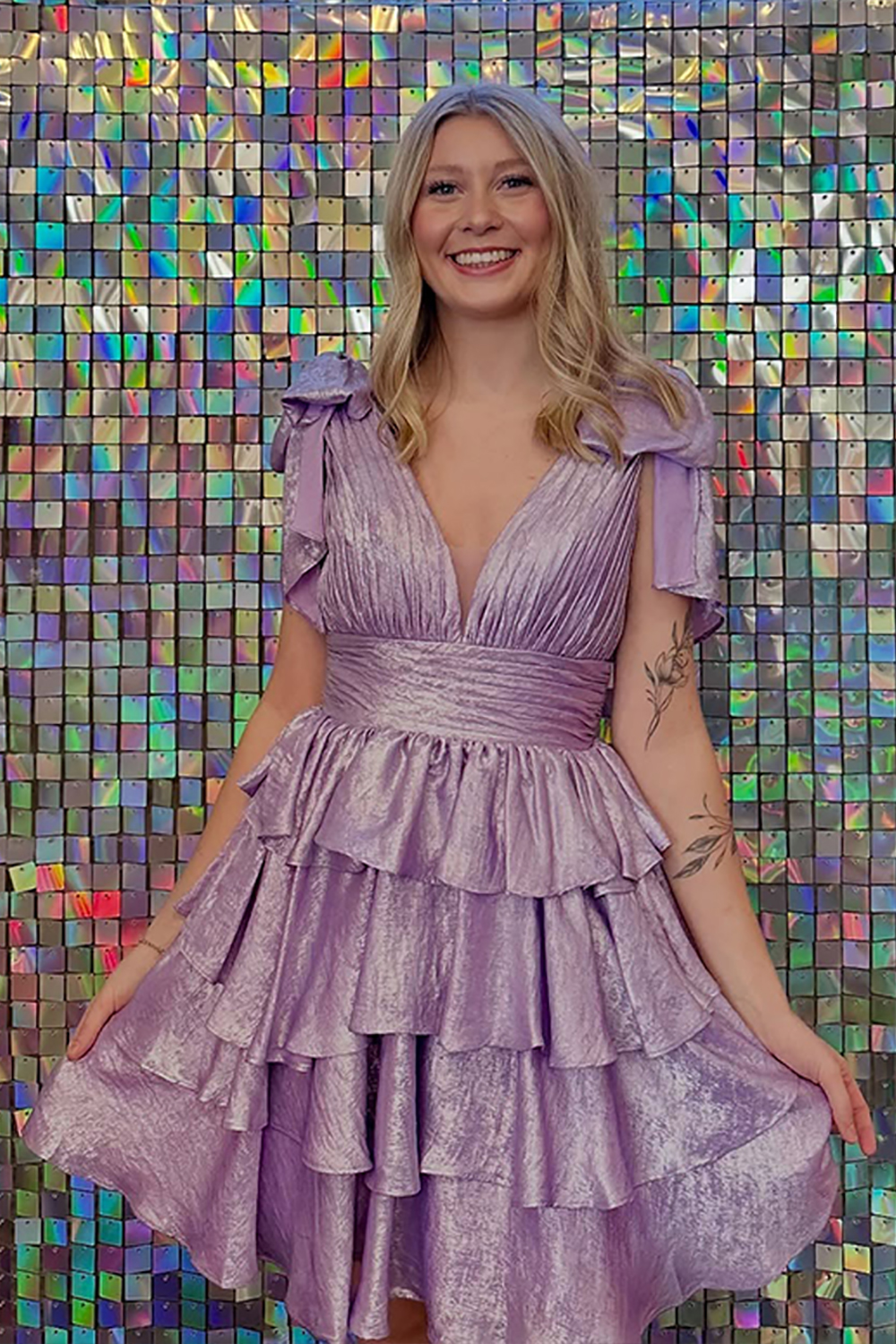 Black Adustable Straps A Line Tiered Cocktail Dress With Ruffles