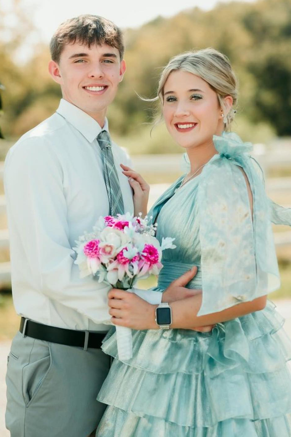 Trendy Pink A Line Tiered Cocktail Dress With Bow