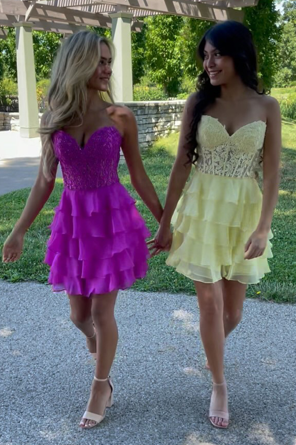 Lilac A Line Strapless Tiered Corset Short Cocktail Dress With Appliques
