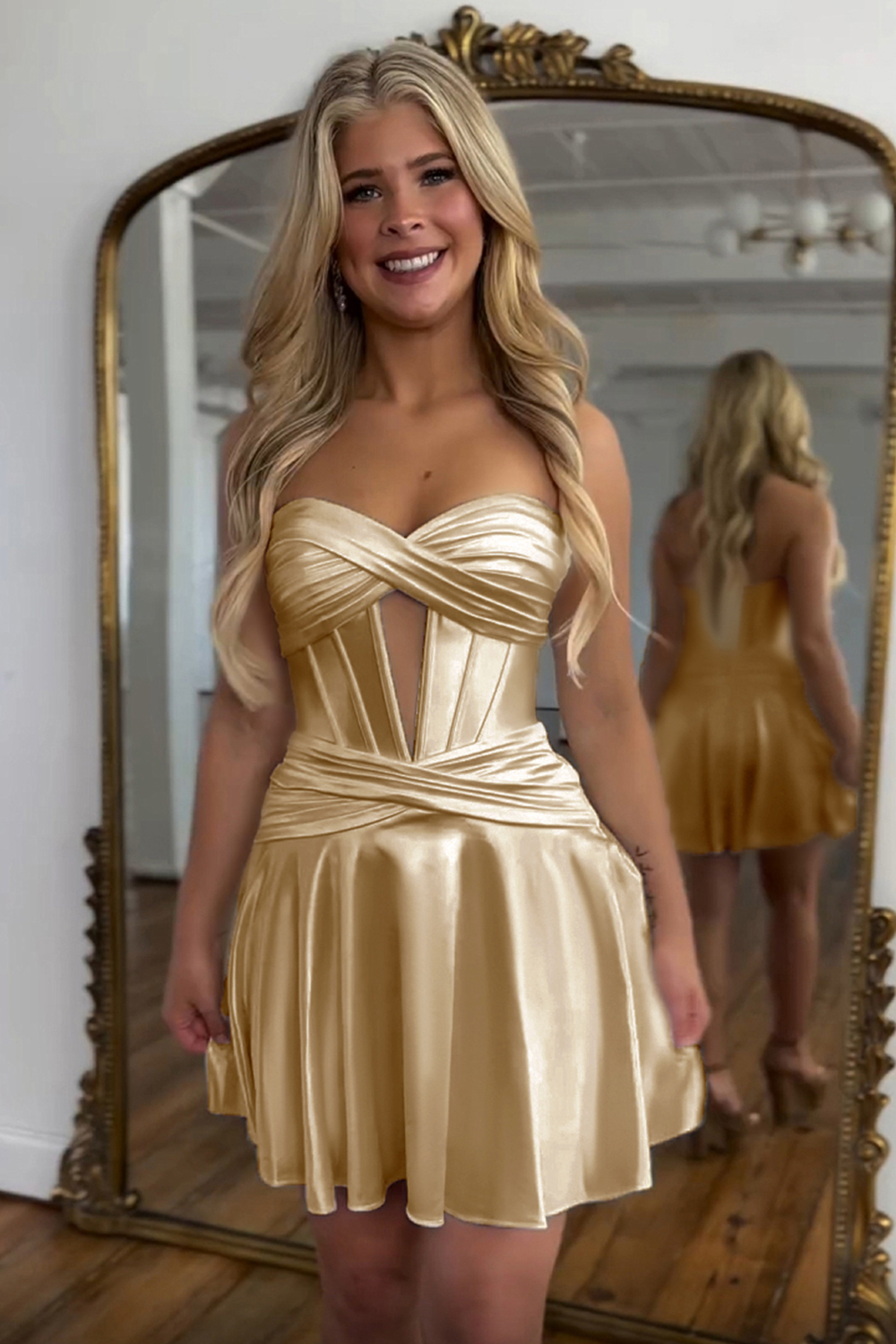 Trendy Burgundy Sweetheart A Line Short Satin Corset Cocktail Dress