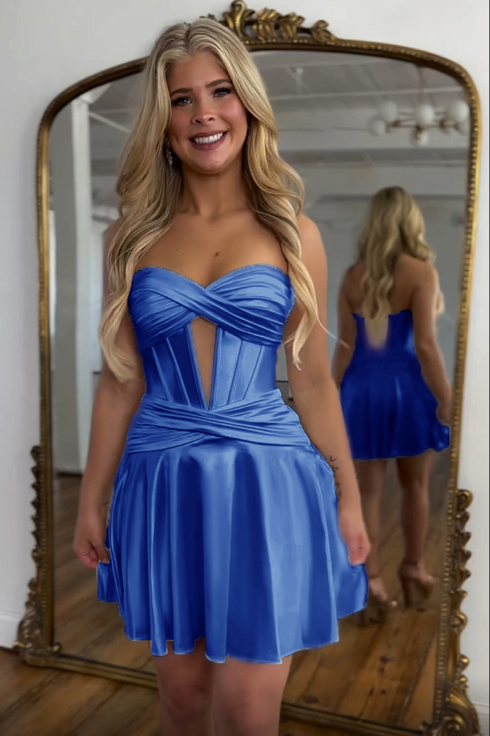 Trendy Burgundy Sweetheart A Line Short Satin Corset Cocktail Dress