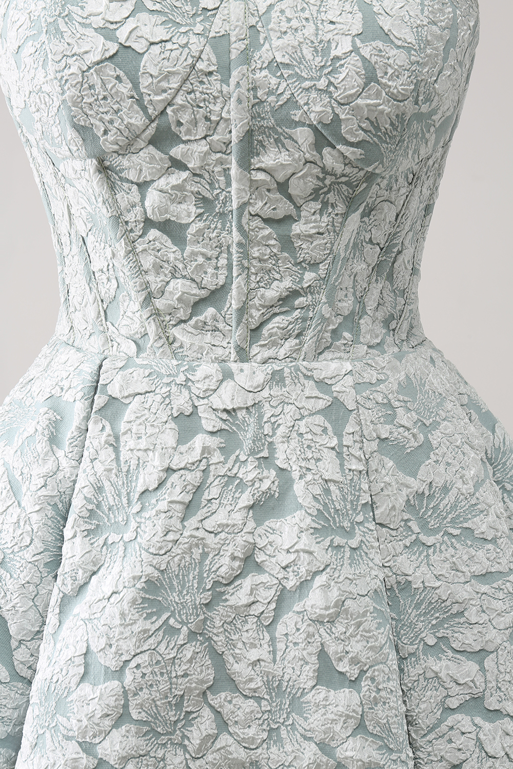 Trendy Grey Green Strapless A Line Printed Corset Cocktail Dress