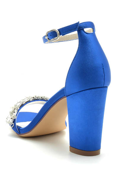 Prom Sandals with Royal Blue Rhinestone Ankle Straps