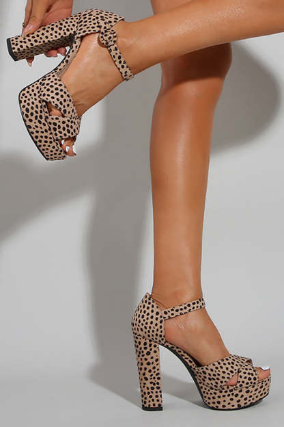 Chunky Heeled Sandals with Leopard Print for Wedding and Party Dresses