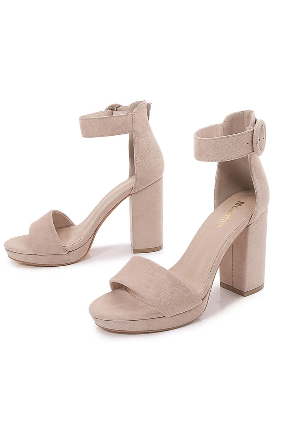 Fashionable High Heel Sandals in Pure Apricot Suede