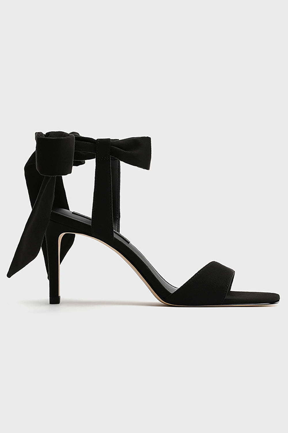 Slim Black Suede High Heel Sandals with Elegant Ankle Lace-up