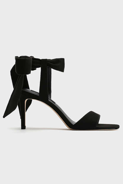 Slim Black Suede High Heel Sandals with Elegant Ankle Lace-up