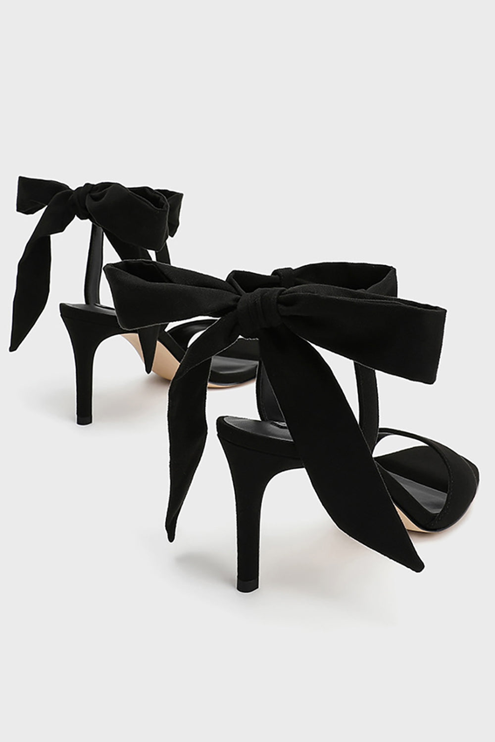 Slim Black Suede High Heel Sandals with Elegant Ankle Lace-up