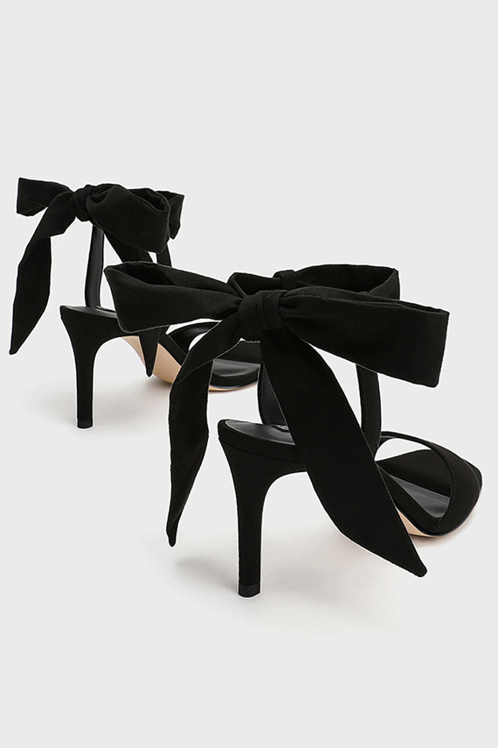 Slim Black Suede High Heel Sandals with Elegant Ankle Lace-up