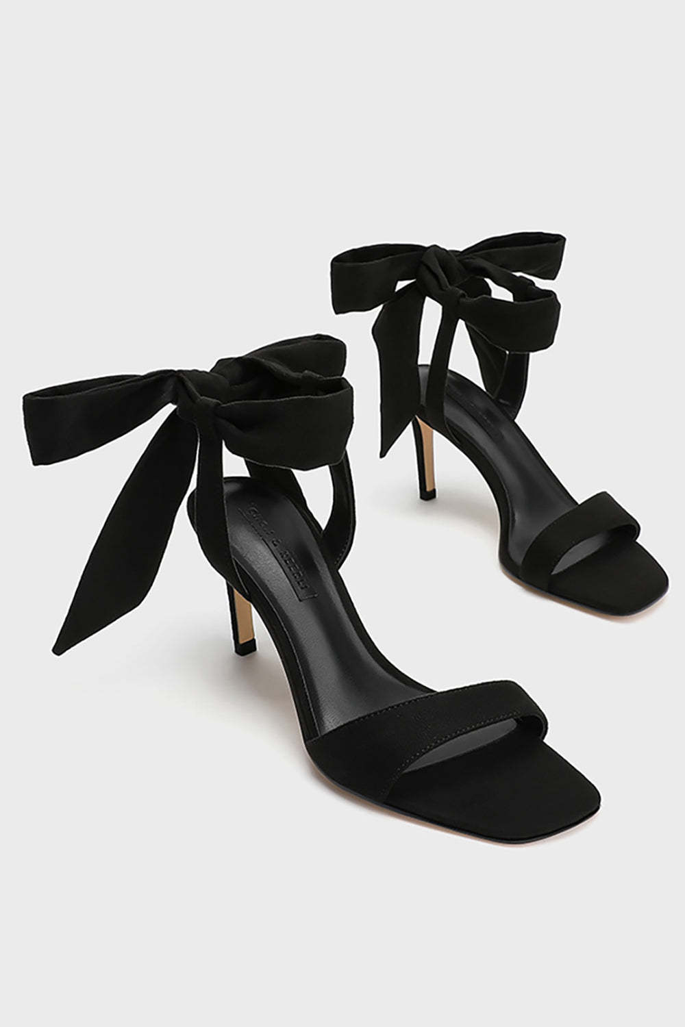 Slim Black Suede High Heel Sandals with Elegant Ankle Lace-up