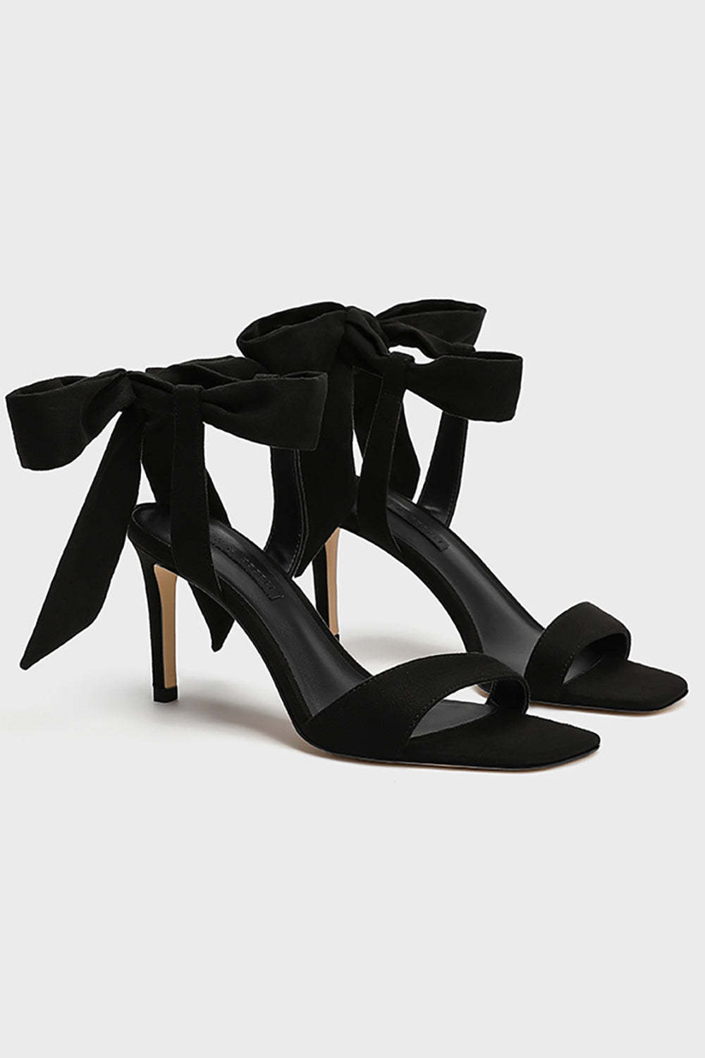 Slim Black Suede High Heel Sandals with Elegant Ankle Lace-up
