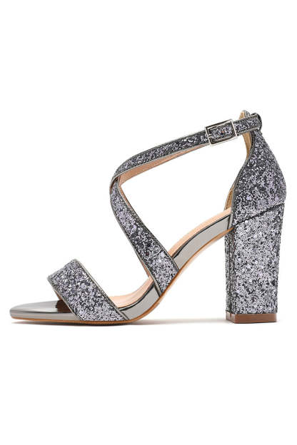 Ankle Strap High Heel Sandal in Grey