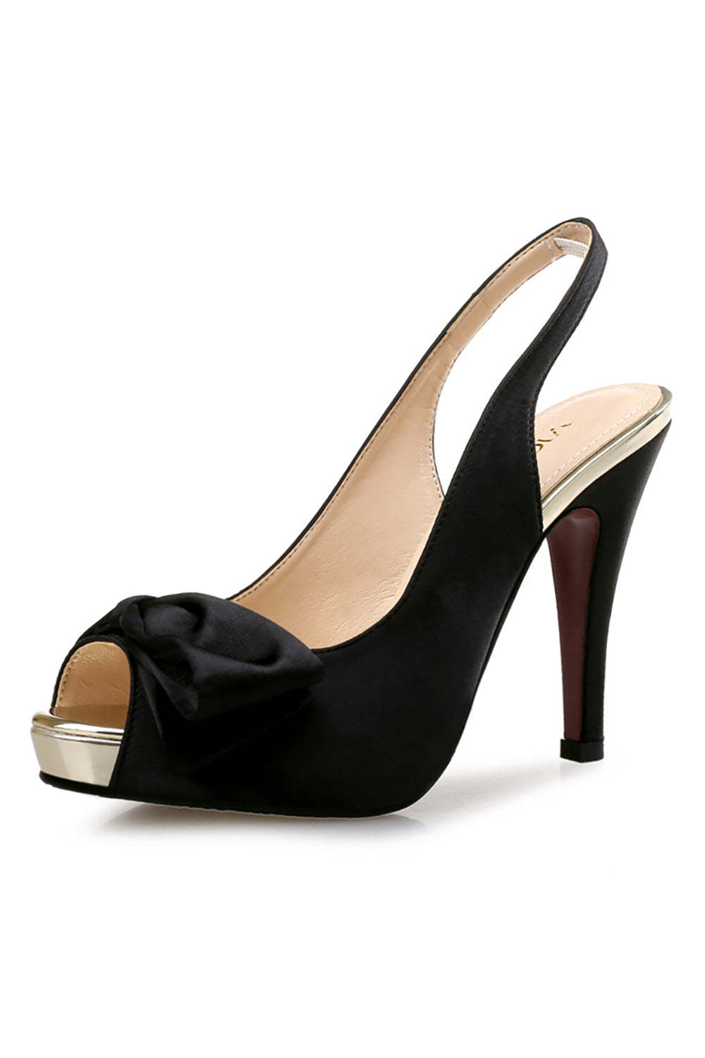 Fish Mouth Platform Heels in Champagne