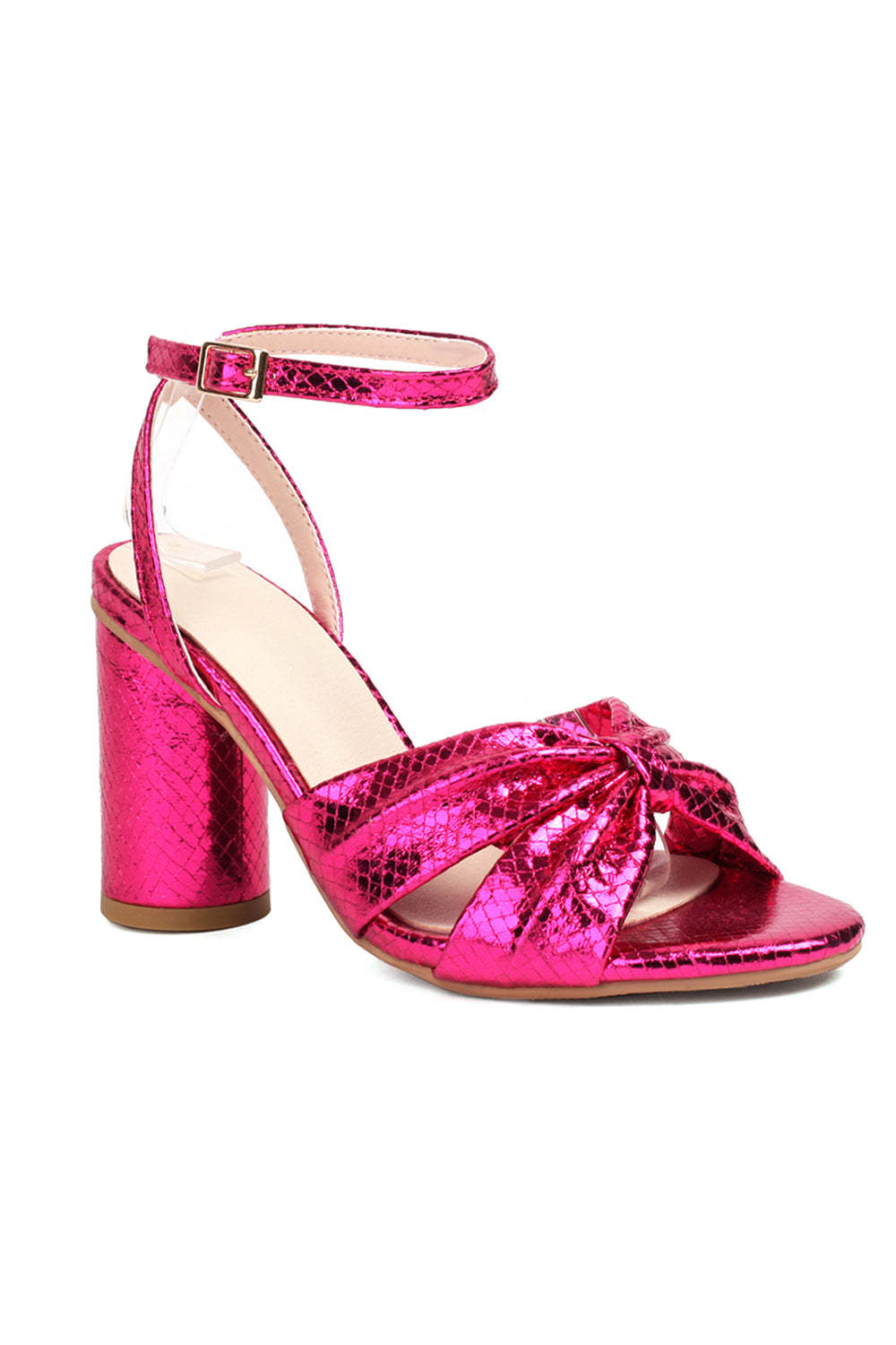 High Heels for Women with a Sparkly Fuchsia Bow