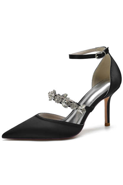 Pointed High Heels with Ivory Rhinestones
