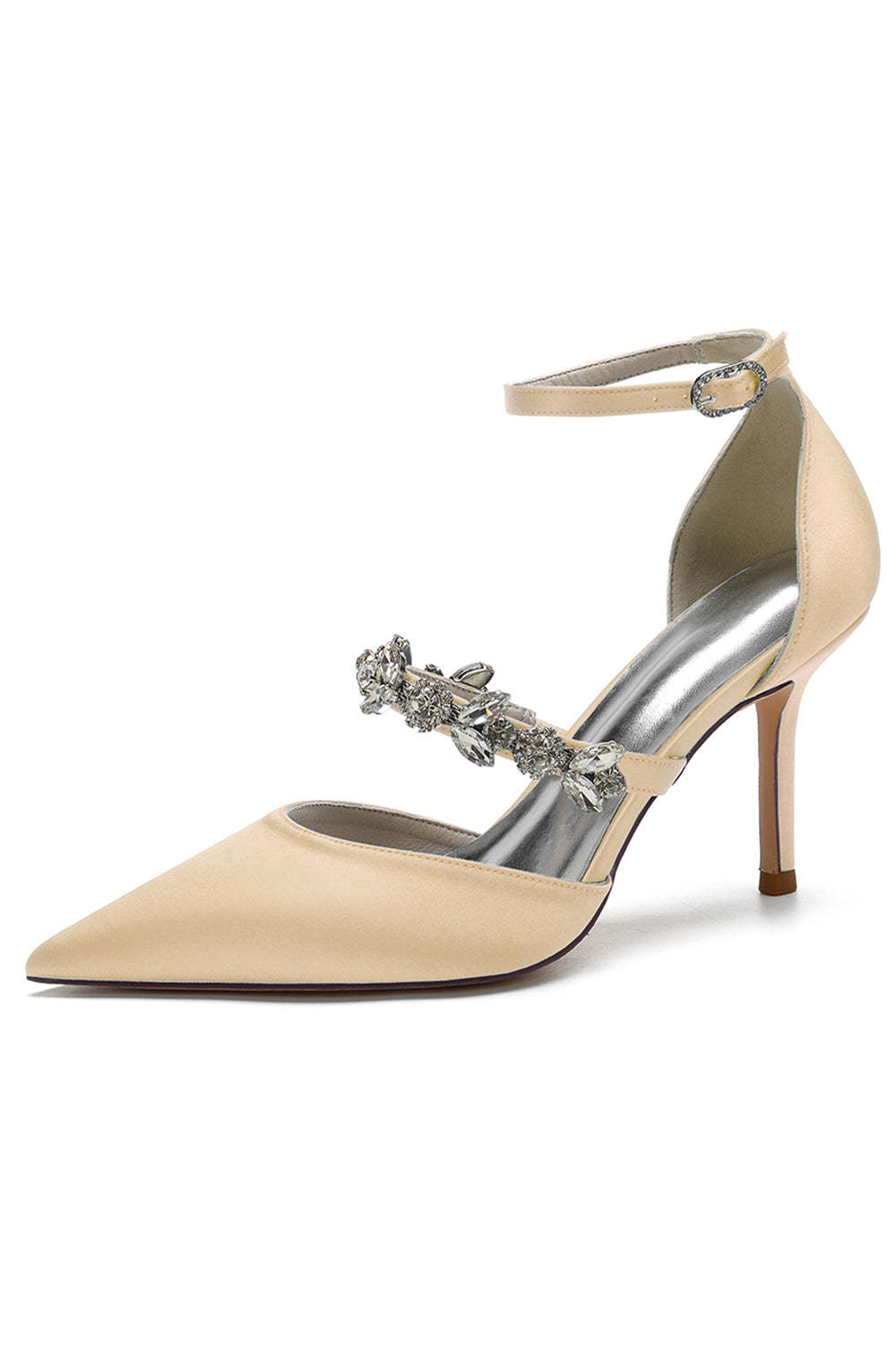 Pointed High Heels with Ivory Rhinestones