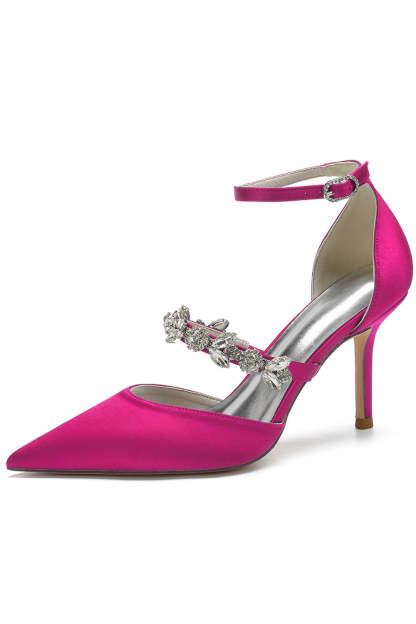 Pointed High Heels with Ivory Rhinestones