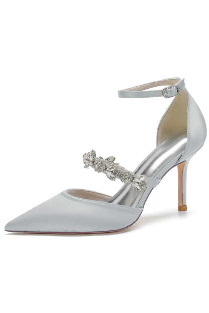 Pointed High Heels with Ivory Rhinestones