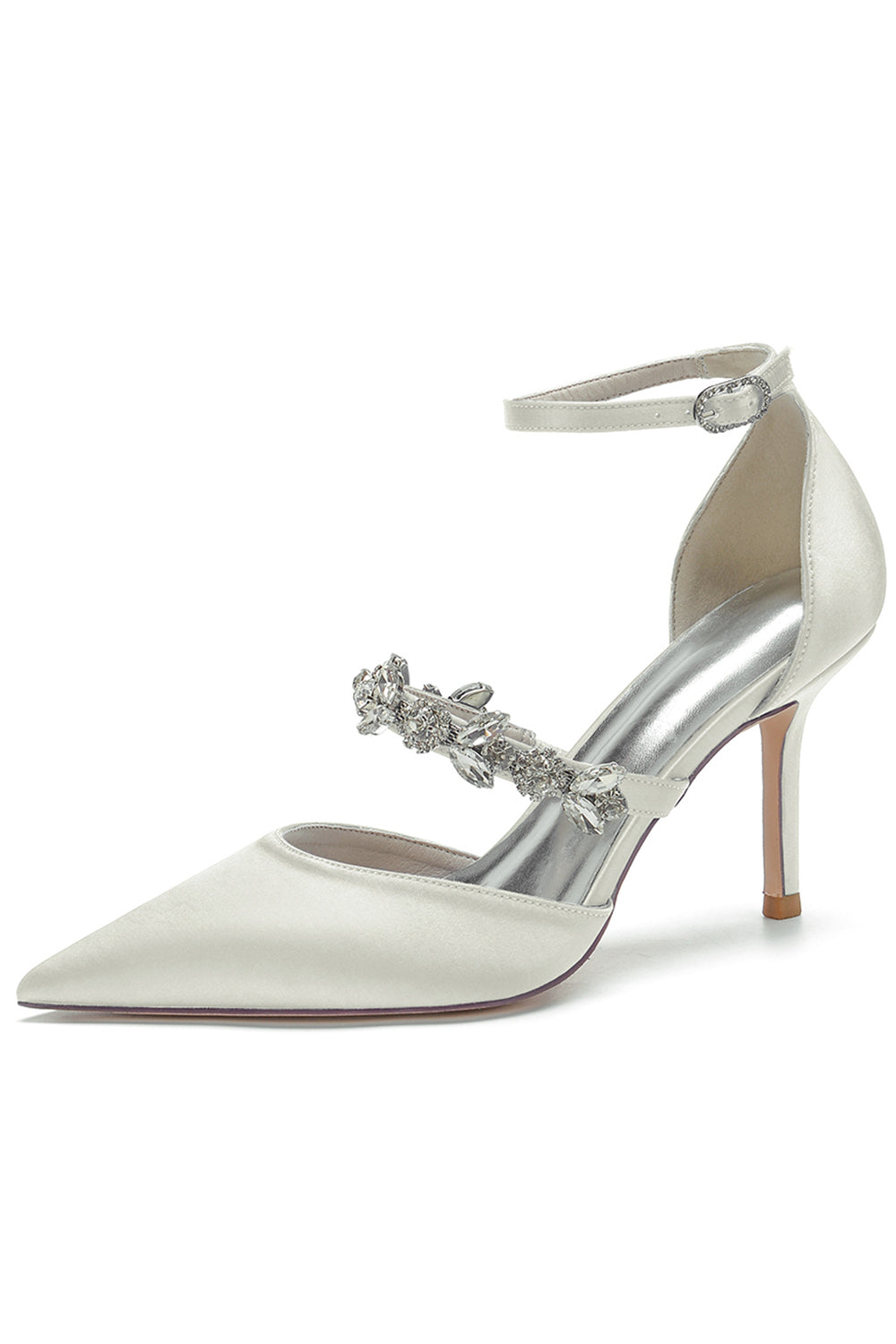 Pointed High Heels with Ivory Rhinestones
