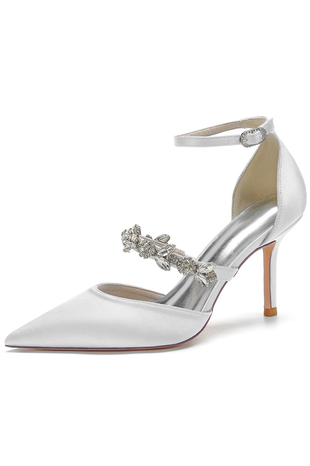 Pointed High Heels with Ivory Rhinestones