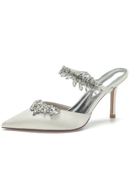 Stiletto Sandals with Rhinestones in Royal Blue and Pointed Toe