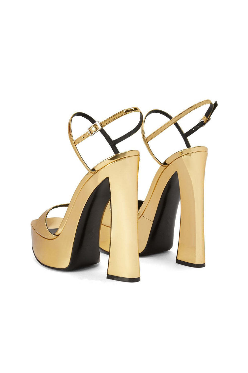 Open Toe Sandals with Chunky Heel and Golden Ankle Strap