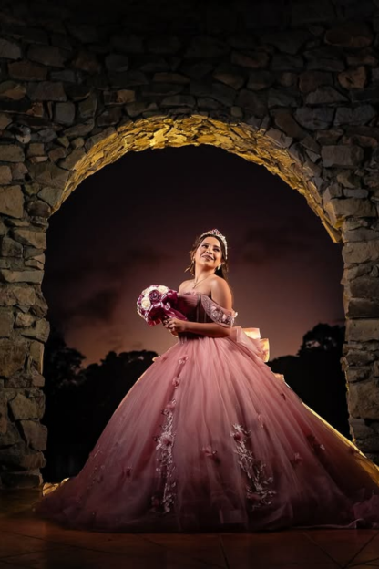 Lilac Floral Sparkly Off-the-Shoulder Tulle Quinceanera Ball Gown with Appliques