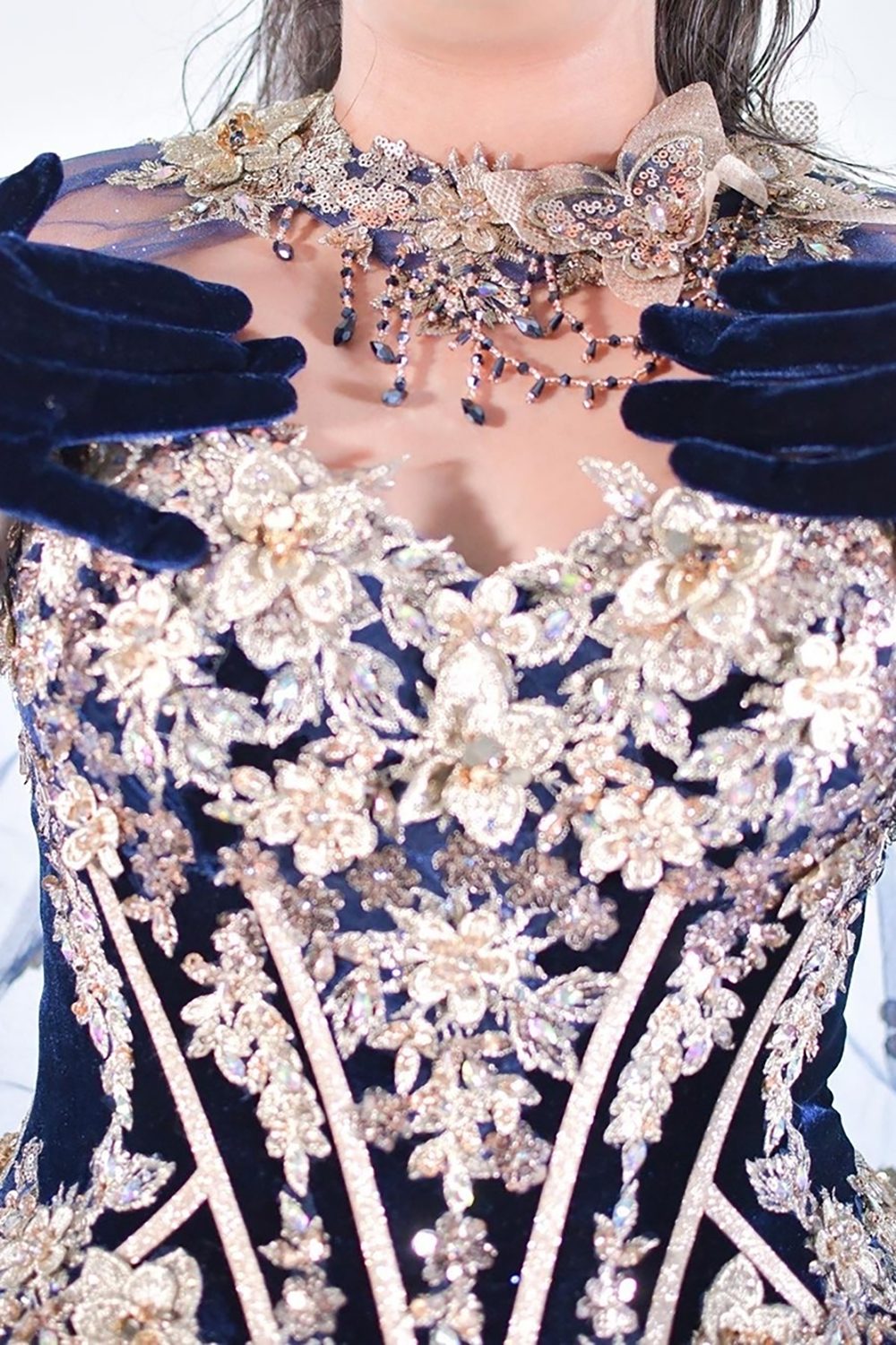 Velvet Quinceanera Ball Gown in Burgundy with Off-the-Shoulder Appliques