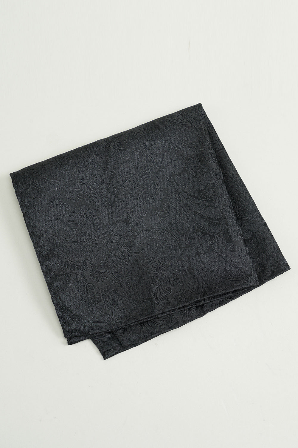 Pocket Square and Bow Tie Set in Black Jacquard Satin