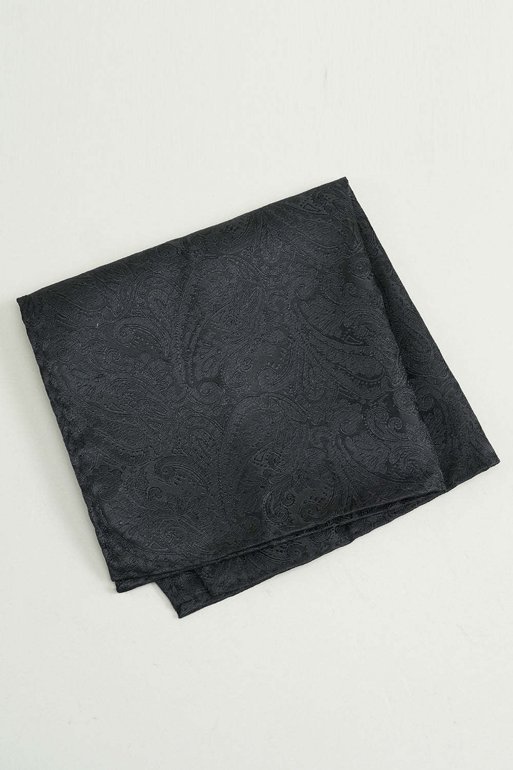 Pocket Square and Bow Tie Set in Black Jacquard Satin