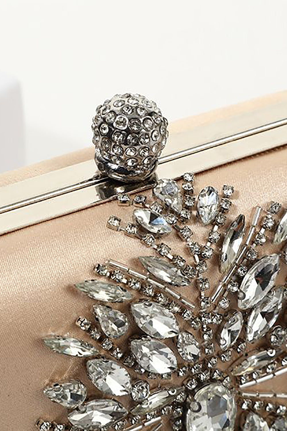 Evening Clutch Bag with Champagne Rhinestones