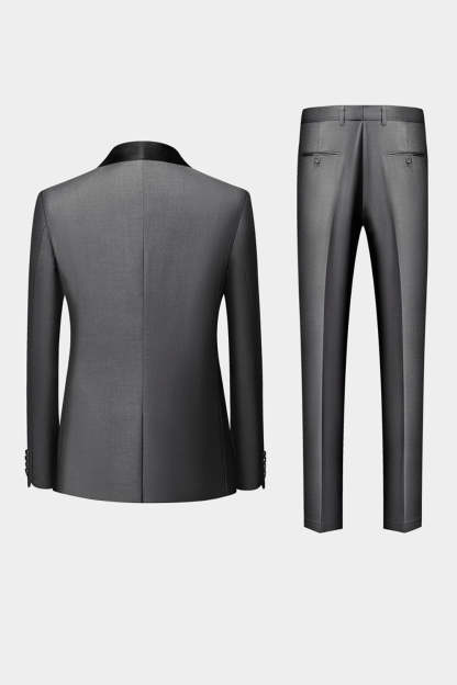 Men's 3-Piece Suits with Grey Shawl Lapel