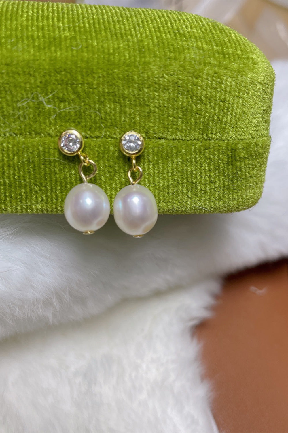 Earrings with White Pearls