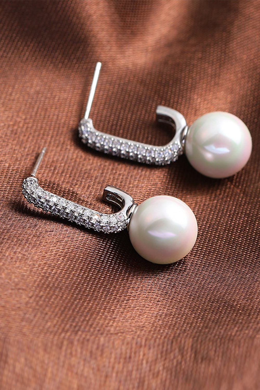 Golden Earrings with Pearl Beading