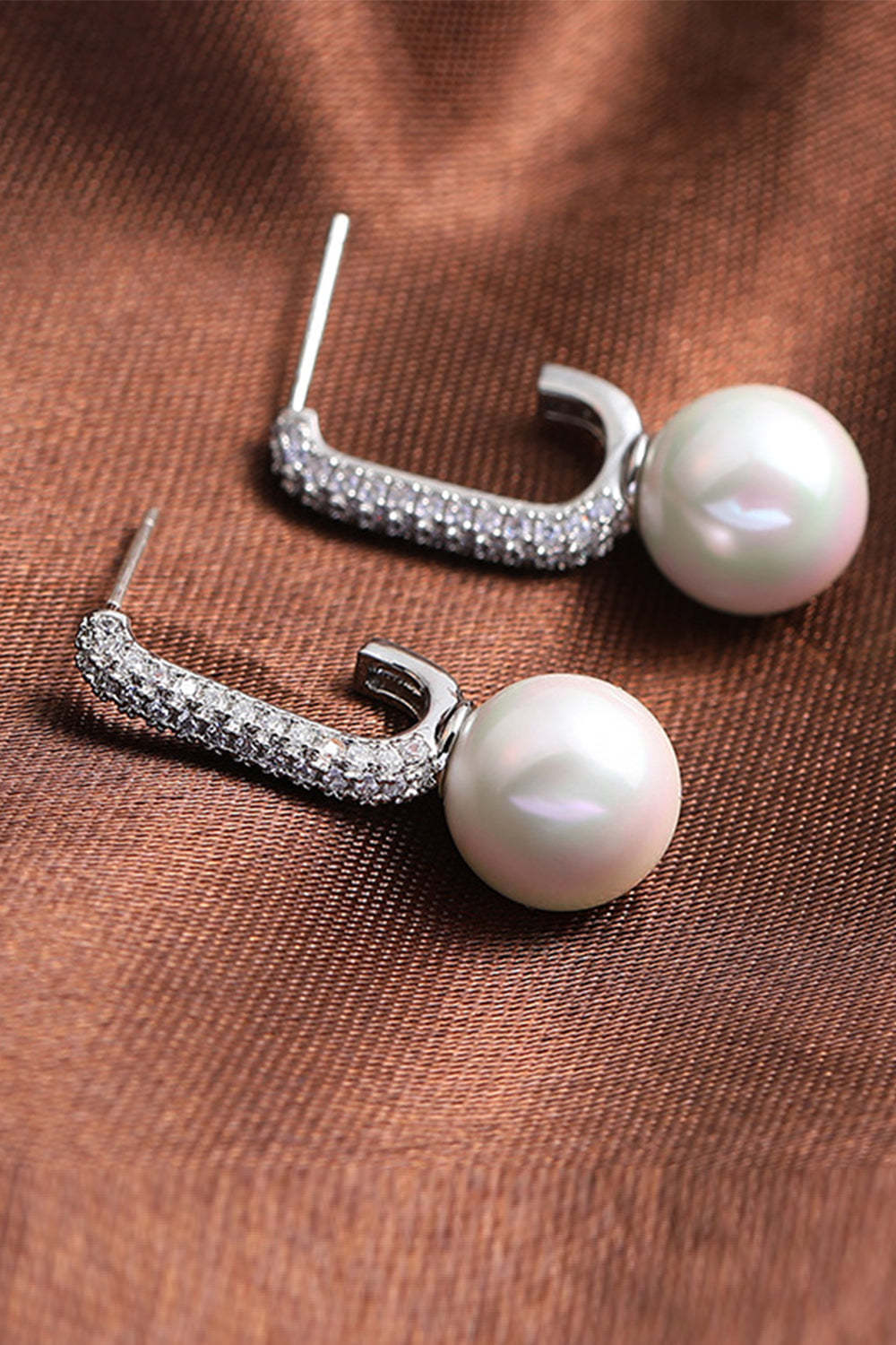 Golden Earrings with Pearl Beading