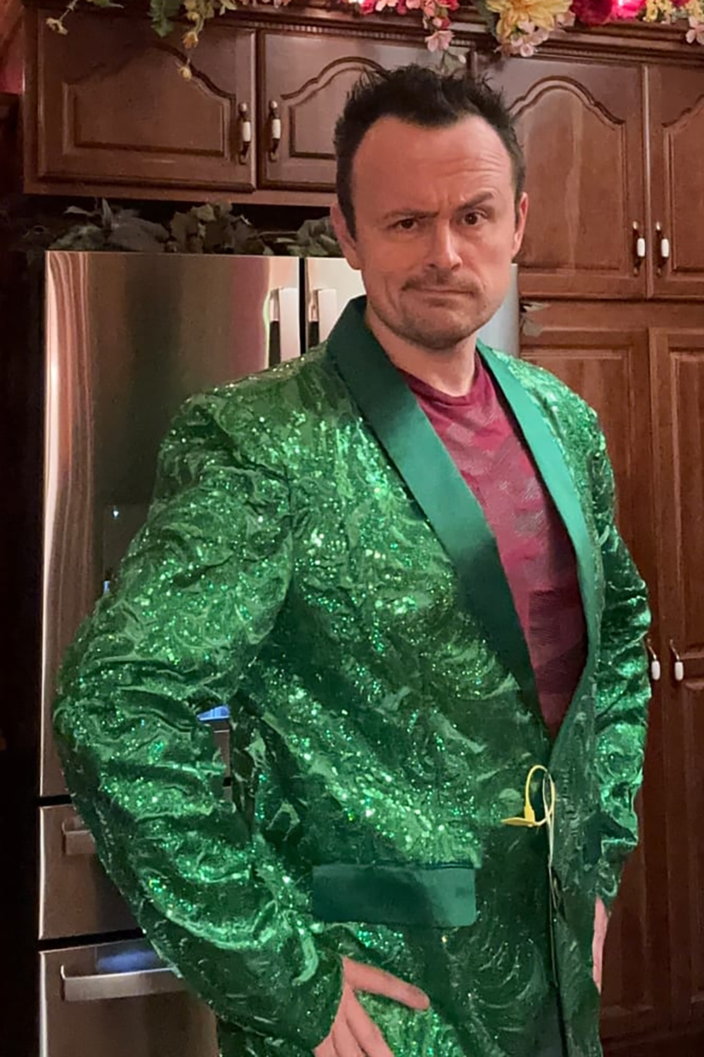 Men's Prom Suits with Red Glitter Sequins