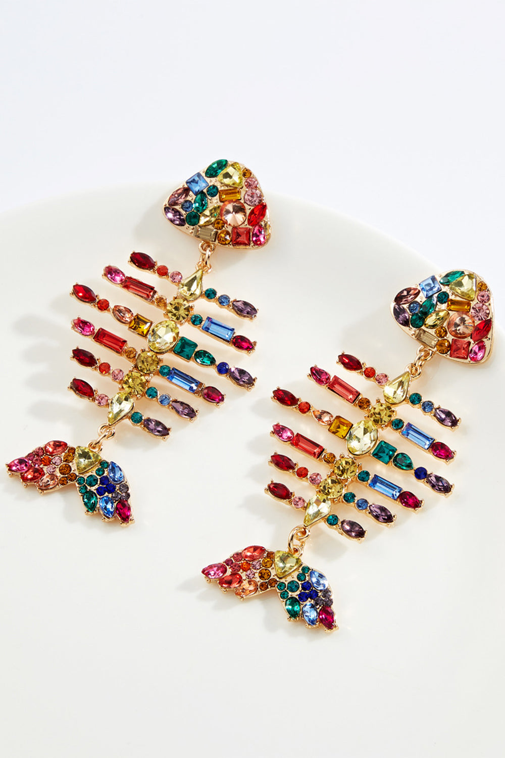 Beaded Fishbone Earrings in Vibrant Colors