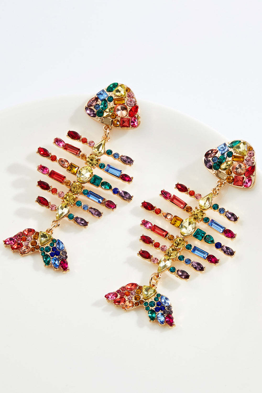 Beaded Fishbone Earrings in Vibrant Colors