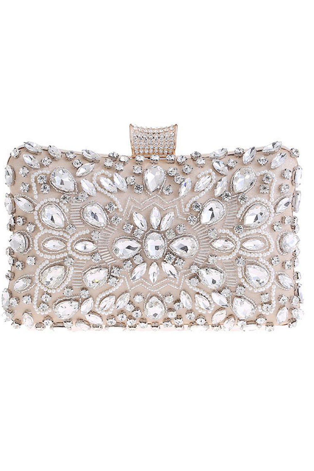 Crystal-Adorned Black Clutch for Parties