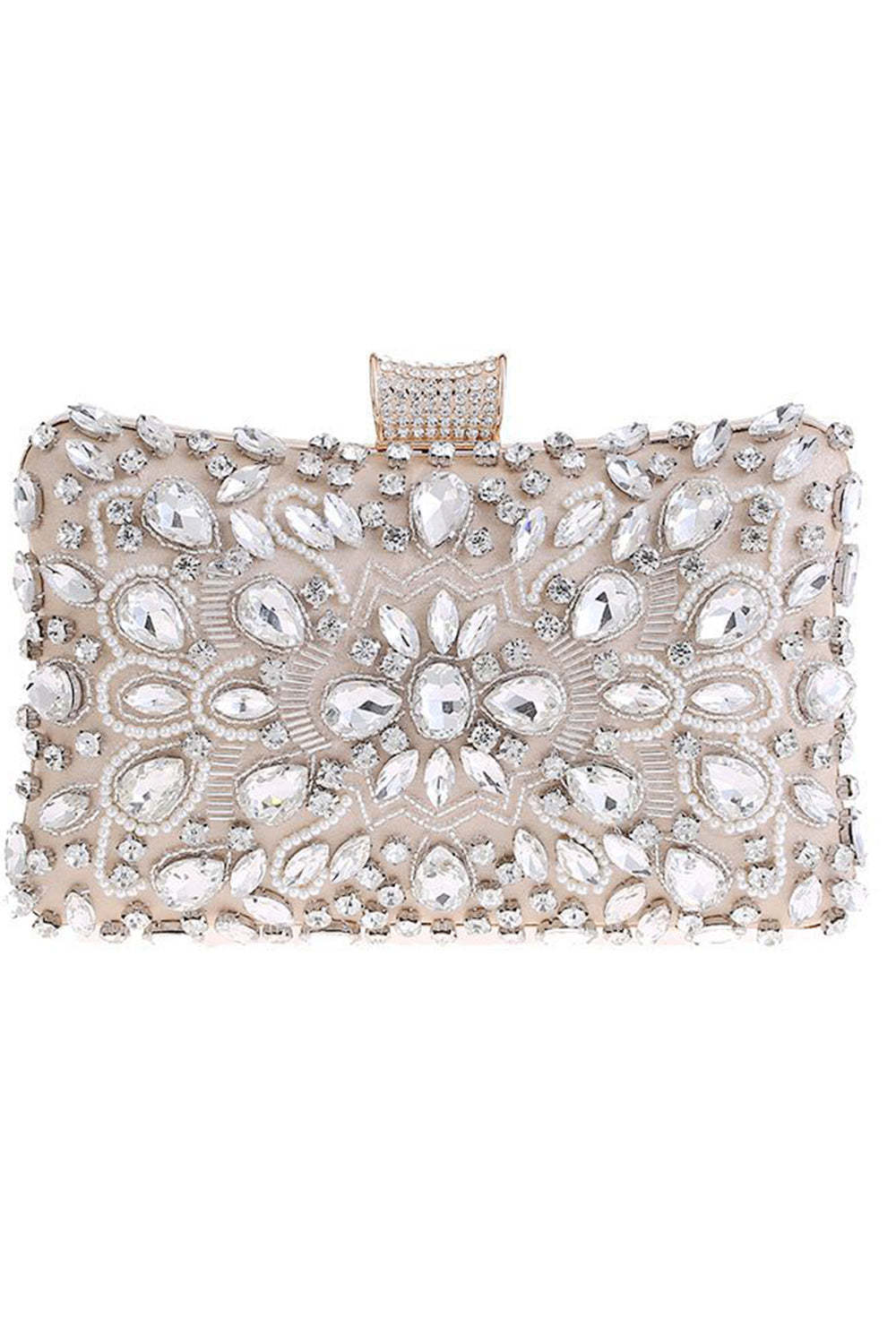 Crystal-Adorned Black Clutch for Parties