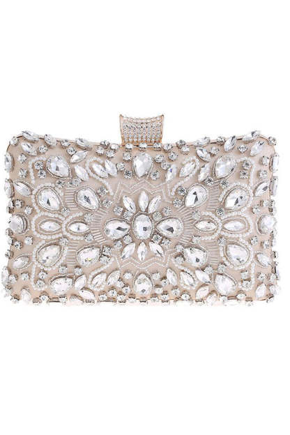 Crystal-Adorned Black Clutch for Parties