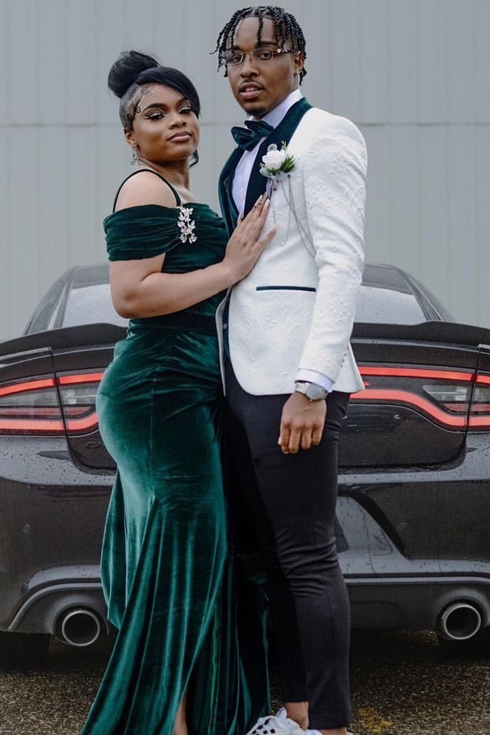 Men's Prom Blazer with White Shawl Lapel in Jacquard