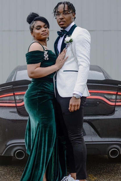 Men's Prom Blazer with White Shawl Lapel in Jacquard