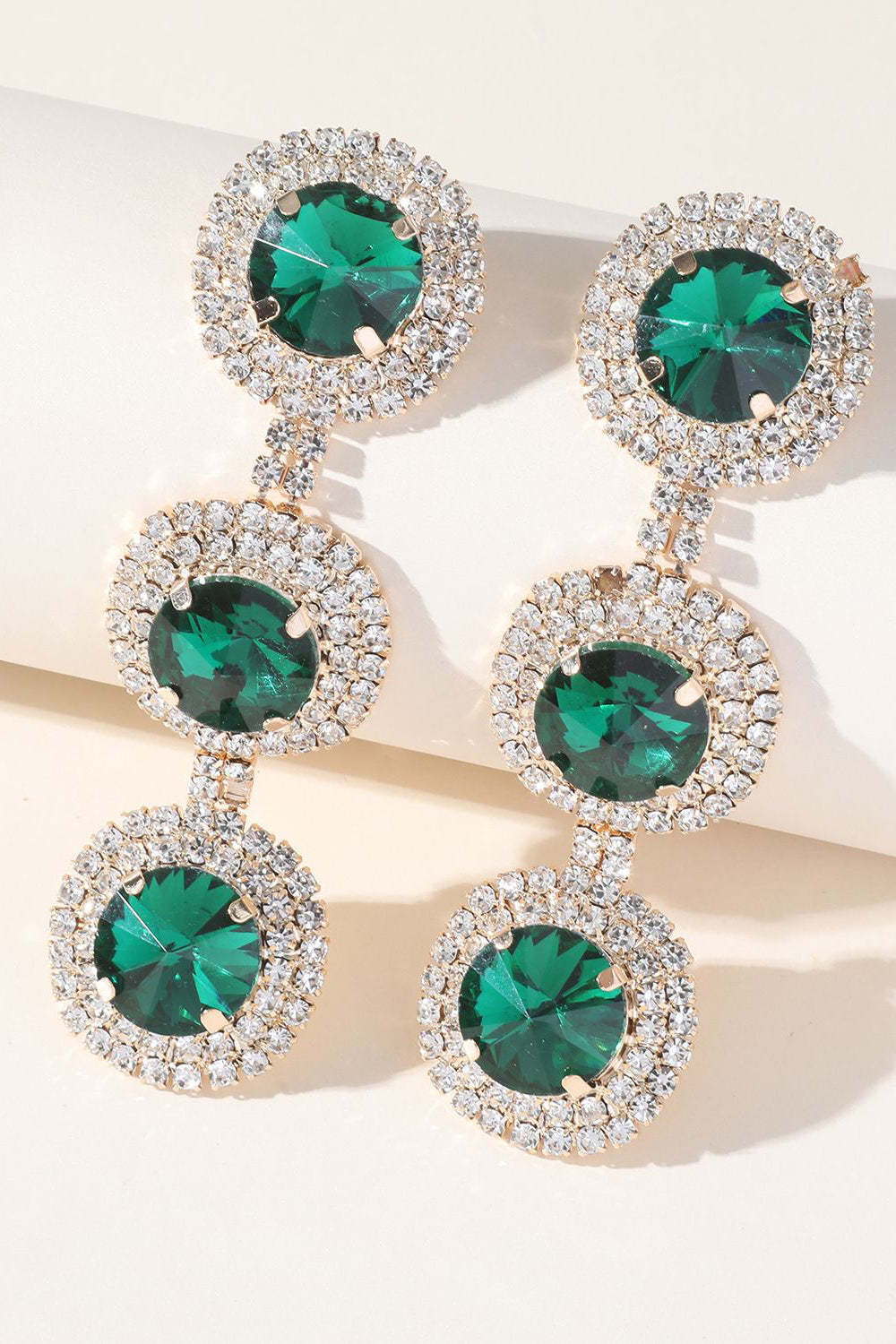 Round Multi-Layered Rhinestone Earrings