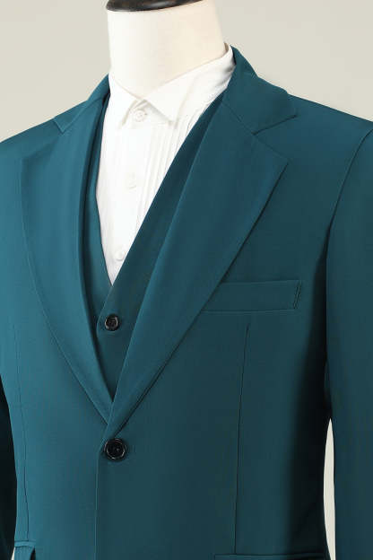 Men's Prom Suits with Dark Green Notched Lapel in 3 Pieces